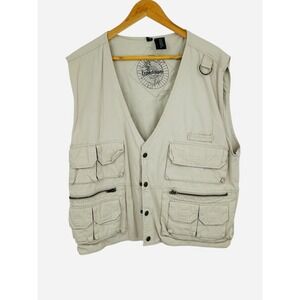 Expeditions Mens Utility Safari Fishing Vest Beige Tan Size Medium